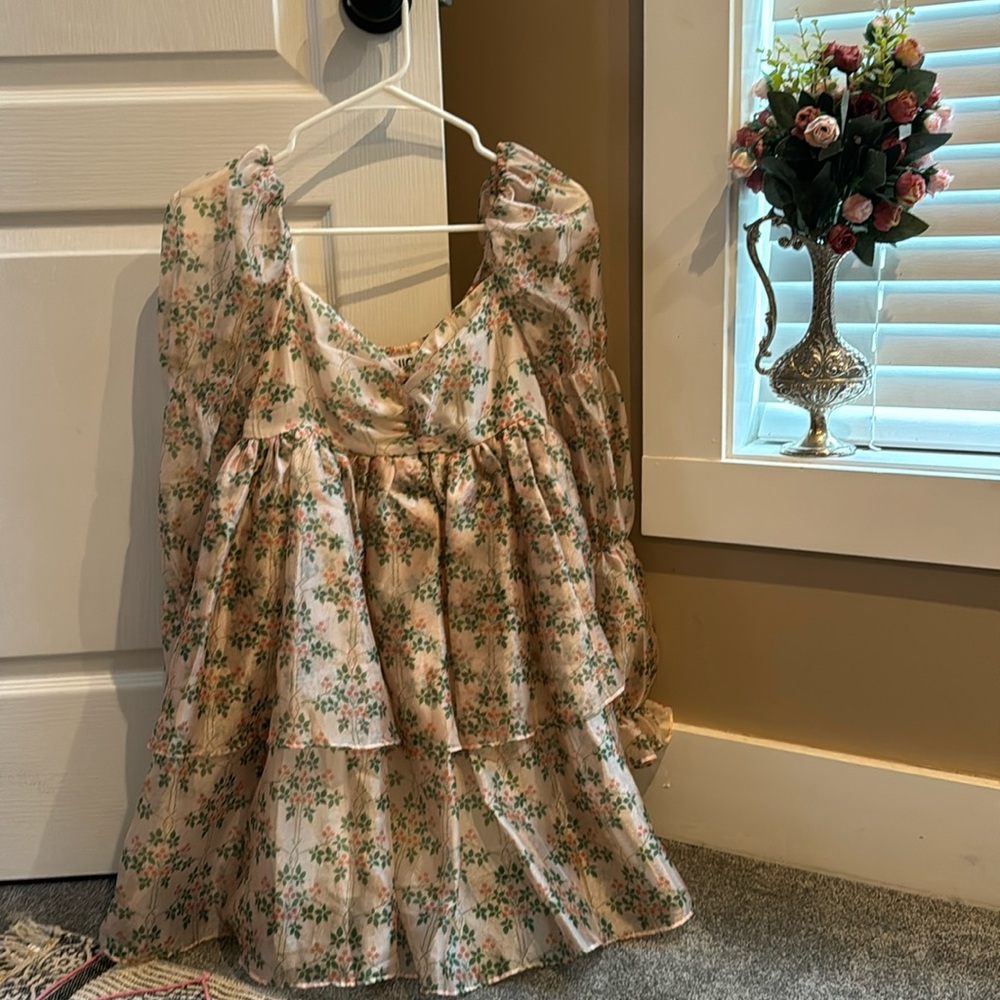 UUNIQ DAISYLAND Long Sleeve Floral Mini Organza Dress